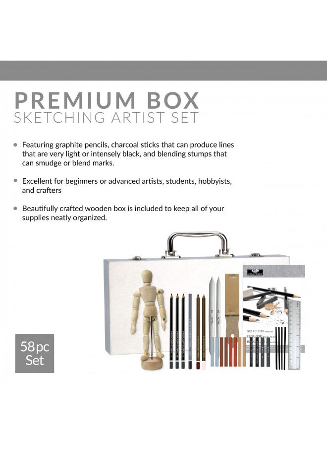 Royal & Langnickel Royal & Langnickel RSET-SKET2000 Wooden Box Sketching Art Set, Multicolor  - Image 4