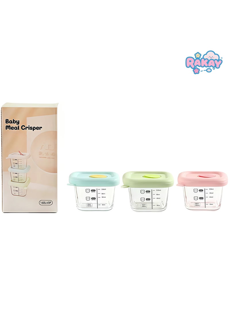 RAKAY 3 PCS Baby Food Containers,Reusable Infant Food Storage Jars, Small Snack Container with Lids for Infant & Babies, Microwave & Dishwasher Friendly - Image 1