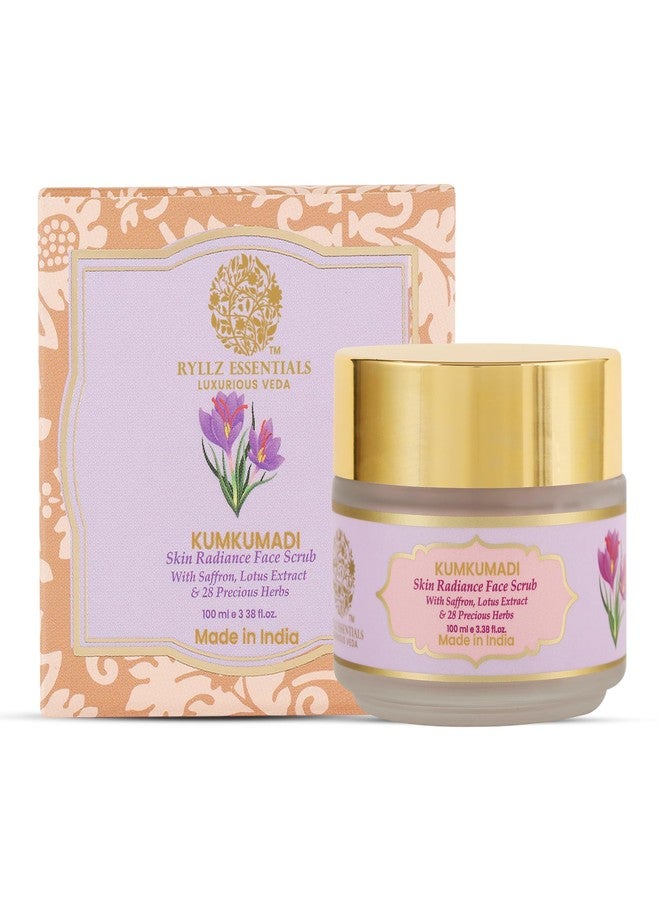 RYLLZ ESSENTIALS Kumkumadi Face Scrub | Skin Radiance with Saffron, Niacinamide, Vitamin E, White Jojoba Beads, Walnut Shell, Lotus Extracts & 28 Precious Herbs | for Dead Cells, Whiteheads, Blackheads, Dark Spots, Uneven & Dull Skin | Exfoliating Scrub | For All Skin Types | 100 ml - Image 5