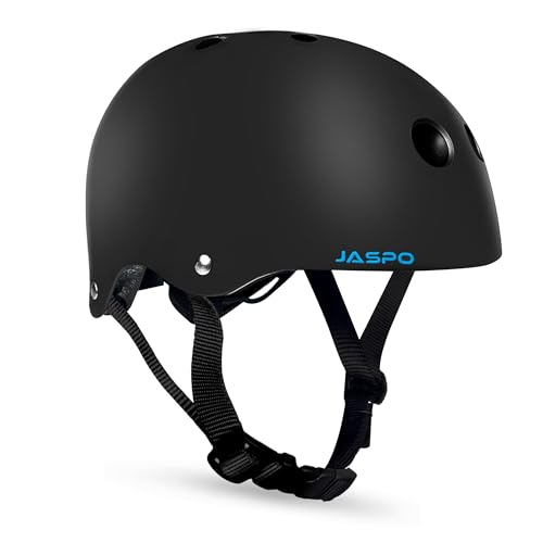 Jaspo Vault Adjustable Helmet, ABS Shell Black EPS Foam, Dial Adjuster, Lightweight,Comfort fit, Perfect for Skating-Cycling-Skateboarding and Scooter (Black (Helmet Only), Large (55 to 61 cms)) - Image 1