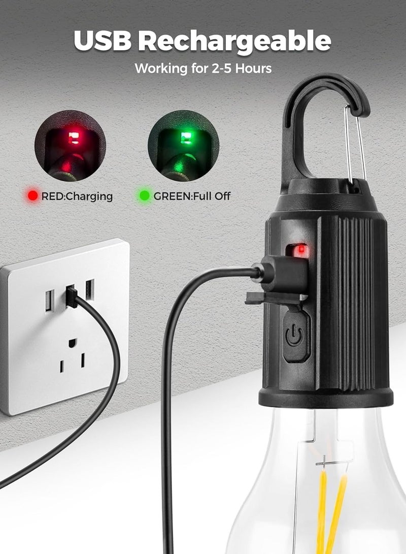 KRWAN Rechargeable Camping Lights, Waterproof LED Tent Lights with USB Cable, 3 Modes Hanging Camping Lantern, Hanging Lamp for Hiking, Emergency, Camping, Household, Car Repairing 3PC 55Aed  - Image 5