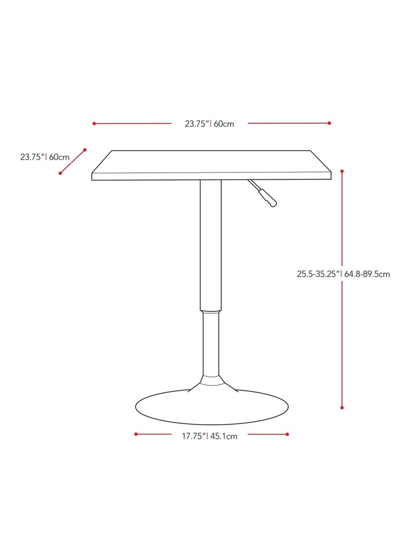 AL WADI FURNITURE مجموعة من 3 قطع من طاولات البار المستديرة القابلة للتعديل من خشب MDF و2 كرسي بار بلاستيكي للمطبخ والمنزل ومقاعد بار من الجلد الصناعي مع مسند للقدمين ودوران 360 درجة مثالي للمساحات الصغيرة، باللون الأسود  - Image 5