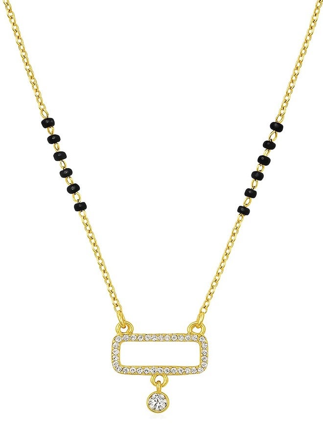 sweeply Elegant Mangalsutra for Women | Traditional Black Beads Chain with Round Stone Pendant | Daily, Wear, Jewelry, Best Birthday Gift, perfect for Anniversary giftt, Mother's Day gift, Valentine Gift, Gift for Diwali - Image 1