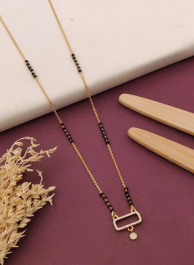 sweeply Elegant Mangalsutra for Women | Traditional Black Beads Chain with Round Stone Pendant | Daily, Wear, Jewelry, Best Birthday Gift, perfect for Anniversary giftt, Mother's Day gift, Valentine Gift, Gift for Diwali - Image 2