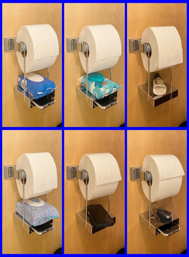 Weebak TP Ledge - Multi-Purpose Double Shelf Hangs Below Existing Toilet Paper Holder - Image 4