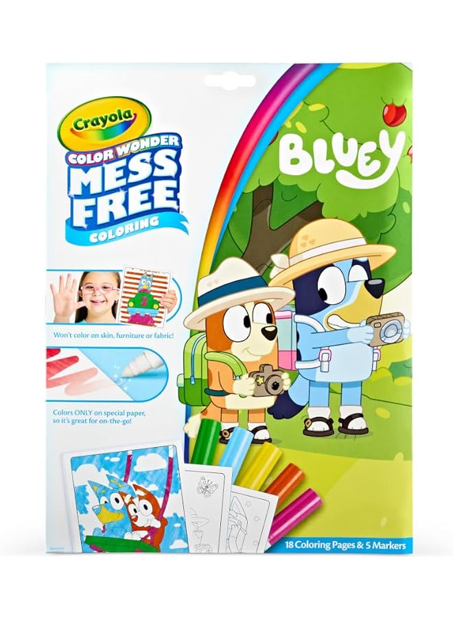 كرايولا كتاب تلوين Bluey Color Wonder، صفحات وأقلام تلوين خالية من الفوضى، 18 صفحة، هدية - Image 1