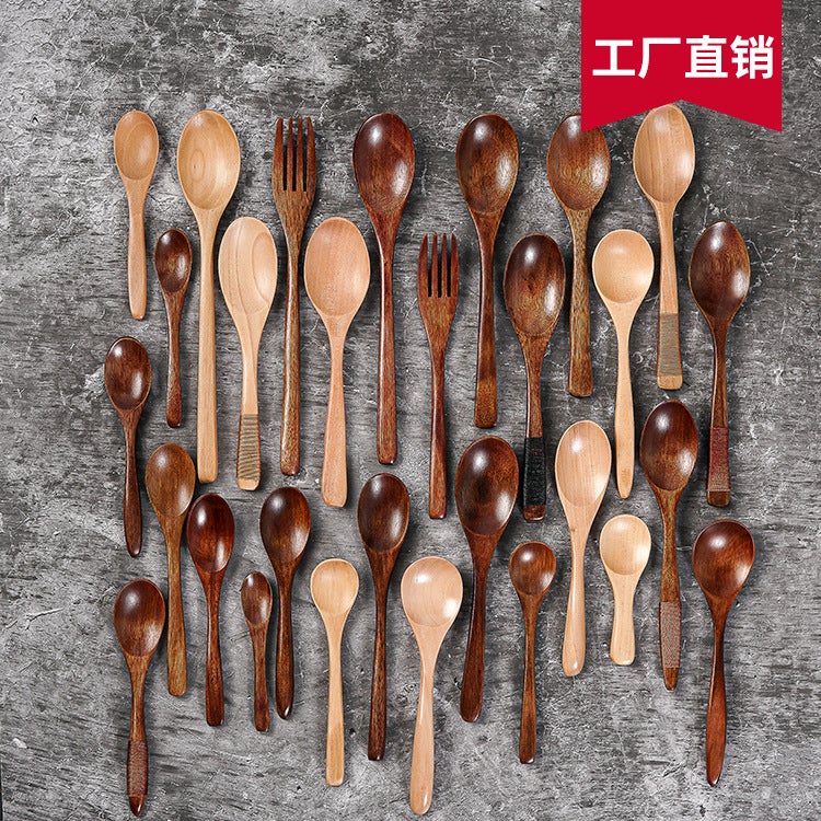 Spoon Wooden Honey Spoon Ice Cream Dessert Wooden Spoon Wooden Spoon Wooden Long Handle Rice Spoon Tableware Small Wooden Spoon - Image 2