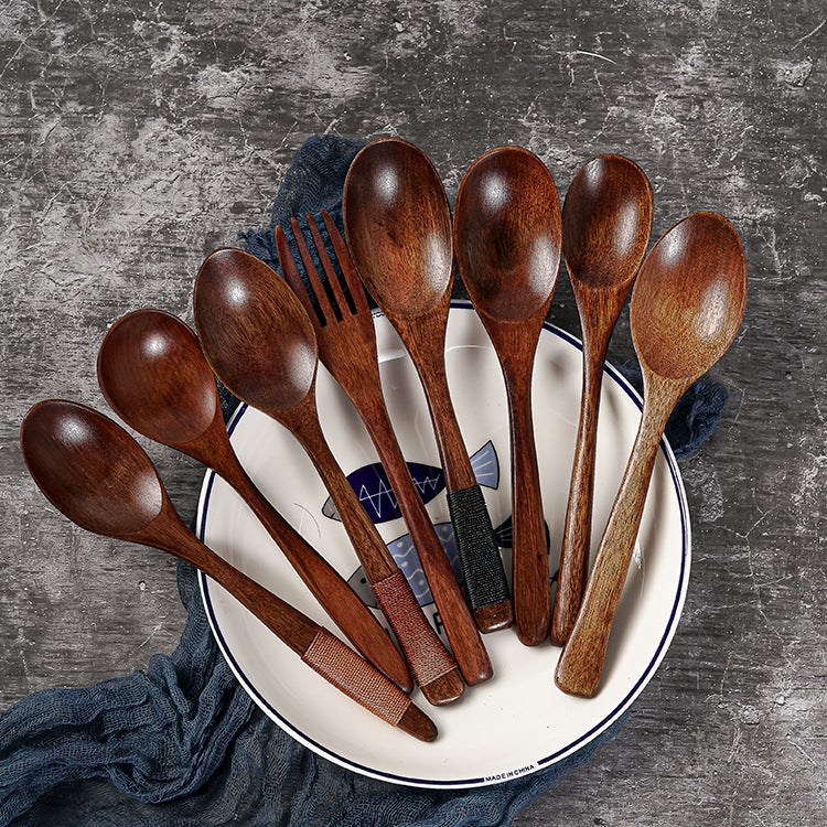 Spoon Wooden Honey Spoon Ice Cream Dessert Wooden Spoon Wooden Spoon Wooden Long Handle Rice Spoon Tableware Small Wooden Spoon - Image 3