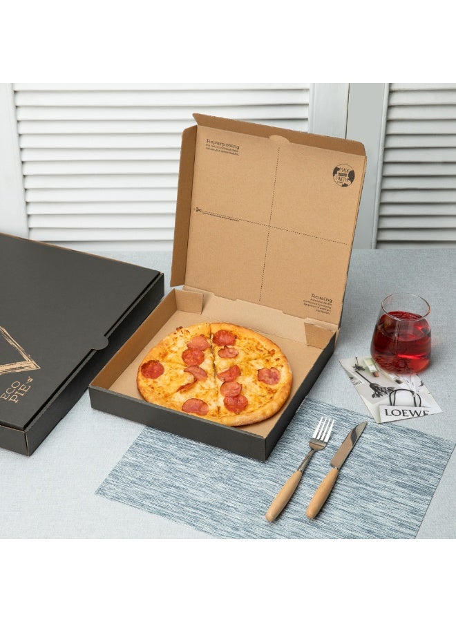 Restaurantware صناديق بيتزا إيكو باي 12.6 × 12.6 × 1.7 بوصة، 50 صندوق بيتزا كرتوني للتوصيل - يمكن إعادة استخدامها كأطباق، قوية، صناديق طعام من ورق كرافت وأسود، مقاومة للدهون، قابلة للتخلص منها - Image 3