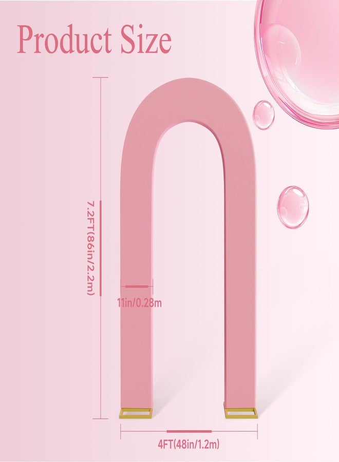 Peomeise 7.2FT Spandex Open Arch Backdrop Cover，U-Shaped 2-Sided Backdrop Cover，Round Top Chiara Stand Cover for Birthday Party Wedding Ceremony Baby Shower Decoration，Dusty Pink - Image 2