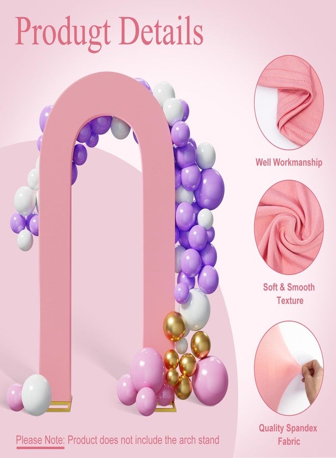 Peomeise 7.2FT Spandex Open Arch Backdrop Cover，U-Shaped 2-Sided Backdrop Cover，Round Top Chiara Stand Cover for Birthday Party Wedding Ceremony Baby Shower Decoration，Dusty Pink - Image 3