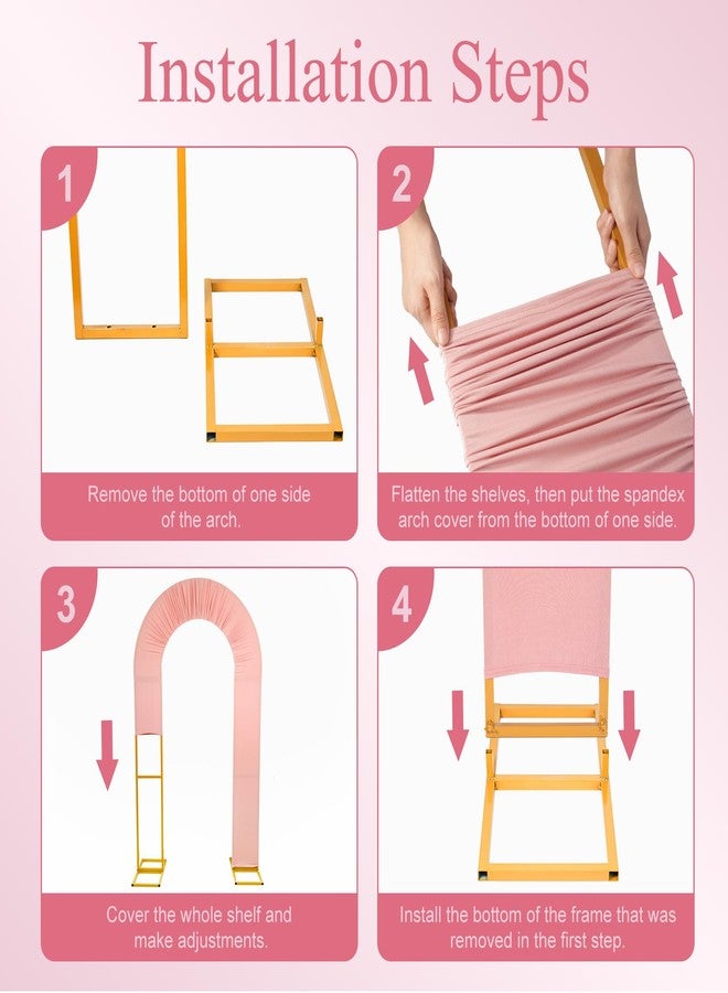 Peomeise 7.2FT Spandex Open Arch Backdrop Cover，U-Shaped 2-Sided Backdrop Cover，Round Top Chiara Stand Cover for Birthday Party Wedding Ceremony Baby Shower Decoration，Dusty Pink - Image 4
