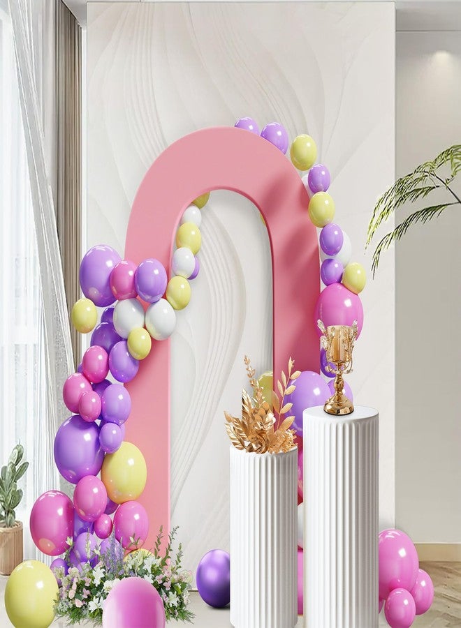Peomeise 7.2FT Spandex Open Arch Backdrop Cover，U-Shaped 2-Sided Backdrop Cover，Round Top Chiara Stand Cover for Birthday Party Wedding Ceremony Baby Shower Decoration，Dusty Pink - Image 5