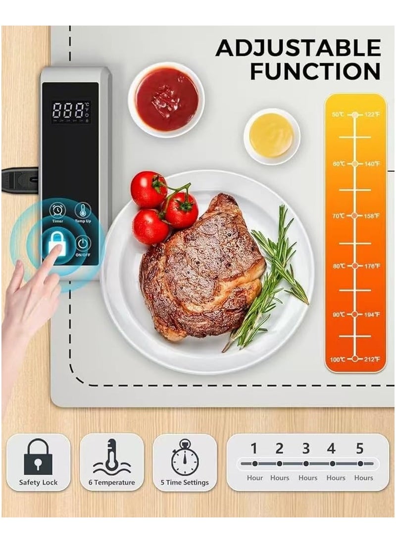 XiuWoo - Food Warming Mat for Buffet Electric Warming Tray Upgrade High-tech Graphene Heating Film Adjustable Temperature and Timer, Fast Full Surface Heating Mat Warming Trays,6 Temperatures, 1-5 Hours Timed,for Parties Buffet - Image 1