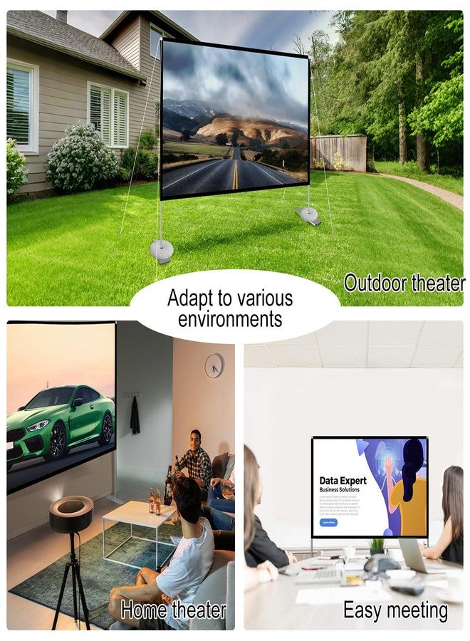 SKERELL Outdoor Projector Screen with Stand 100 Inch: Portable Projection Screen 16:10 4K HD Outdoor Movie Screen with Carry Bag for Home Backyard Theater - Image 5