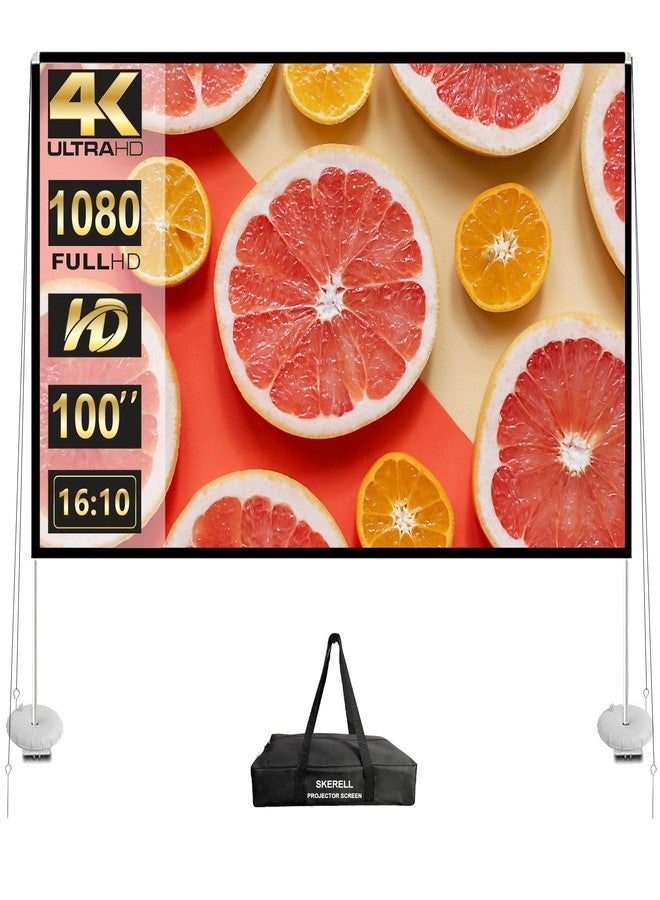SKERELL Outdoor Projector Screen with Stand 100 Inch: Portable Projection Screen 16:10 4K HD Outdoor Movie Screen with Carry Bag for Home Backyard Theater - Image 1