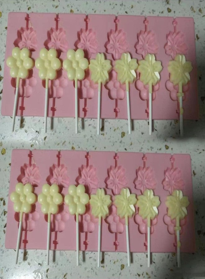 HLCM Silicone Flower Lollipop Mold - Chocolate Lollipop mold can be used to make a variety of handmade candies such as chocolate, lollipop, cookies to meet different creative needs. (Flower) - Image 4