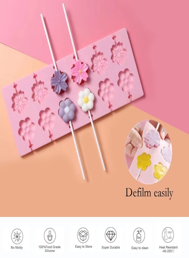 HLCM Silicone Flower Lollipop Mold - Chocolate Lollipop mold can be used to make a variety of handmade candies such as chocolate, lollipop, cookies to meet different creative needs. (Flower) - Image 3