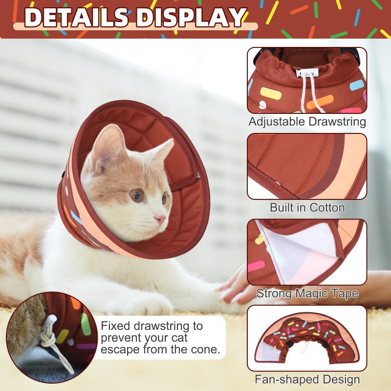KOOLTAIL Cat Cone Collar Soft, Adjustable Cat Cones to Stop Licking, Foldable Donut Water Resistant Pet Recovery Neck E Collars After Surgery, Kitten Elizabethan Collar for Small to Large Cats,Brown M - Image 3