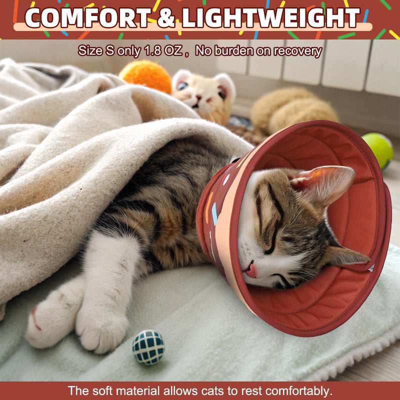 KOOLTAIL Cat Cone Collar Soft, Adjustable Cat Cones to Stop Licking, Foldable Donut Water Resistant Pet Recovery Neck E Collars After Surgery, Kitten Elizabethan Collar for Small to Large Cats,Brown M - Image 2