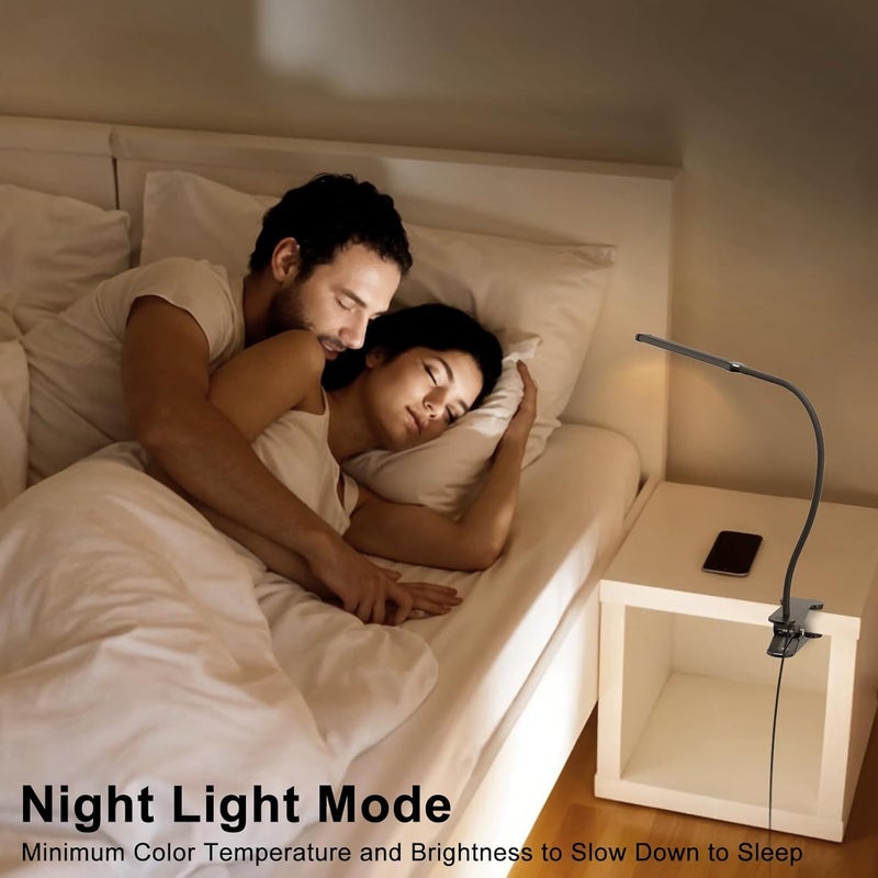Mojimdo Desk Lamp with Remote, 3 Color & 5 Brightness & 77LED Dimmable Reading Lamp, 40CM Flexible Gooseneck with Clamp, Eye-Caring Clip on Light with Adapter for Reading Study Workbench Drafting - Image 5