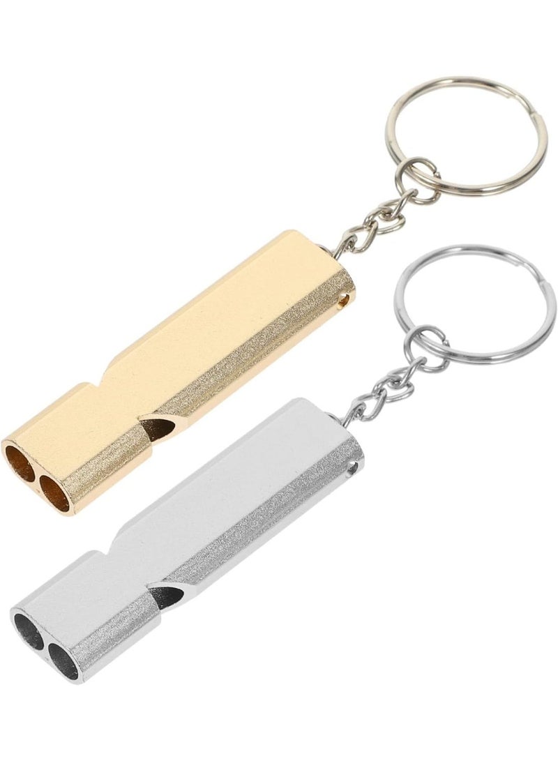 2 جهاز كمبيوتر شخصي تدريب الحيوانات الأليفة صفارة للطيور والكلاب، الفولاذ المقاوم للصدأ استدعاء صفارة مع سلاسل المفاتيح، الذهب والفضة، للببغاء، الحمام، في الهواء الطلق، القوارب، المشي لمسافات طويلة، الرياضة والتدريب على الطاعة - Image 1