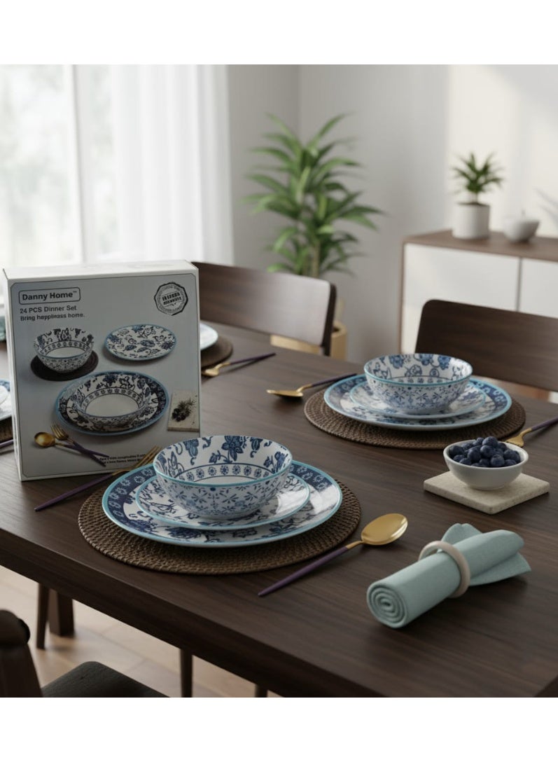 داني هوم طقم أدوات مائدة سيراميك مكون من 24 قطعة 103-SF18-24T - Image 1