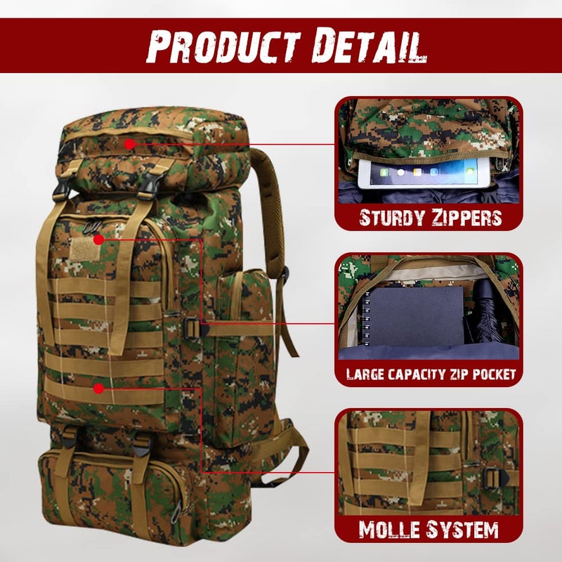 Military Tactical Backpack 70L 80L Large Camping Hiking Backpack Rucksack Waterproof Traveling Daypack - Image 5