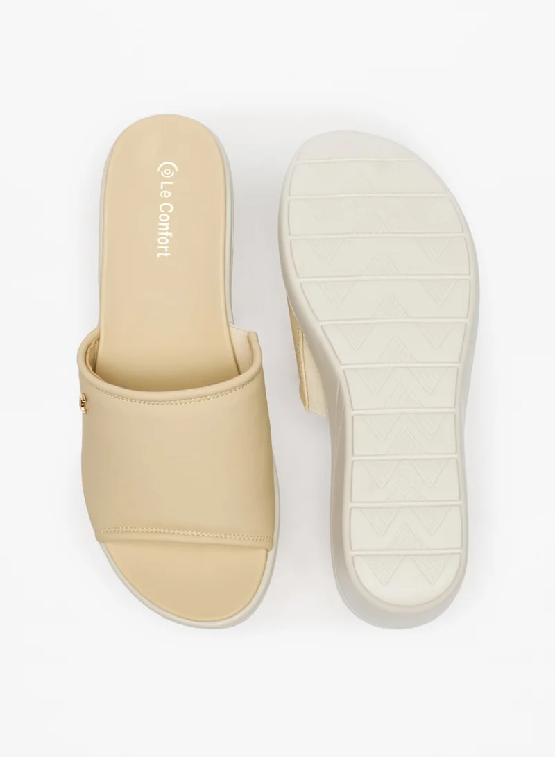 لو كونفورت Metal Accent Slip On Sandals With Wedge Heels