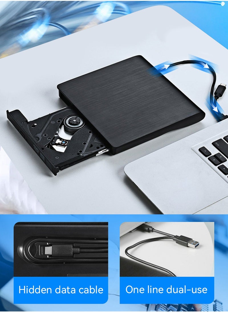 LEOKOR - External CD DVD Drive,ortable External DVD Burner,USB 3.0 Type-C Portable CD DVD +/-RW Disk Drive Burner,CD-ROM Reader Writer for Laptop Desktop PC(Black) - Image 1