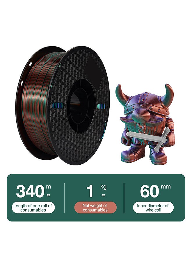 KINGROON 3D Printer PLA Filament 1KG 1.75mm Triple Color Silk PLA Filament 3D Printing Material Degradable Eco- friendly Spool Dimensional Accuracy +/-0.03mm Standard 1 Roll - Gold Green Fuchsia  - Image 2