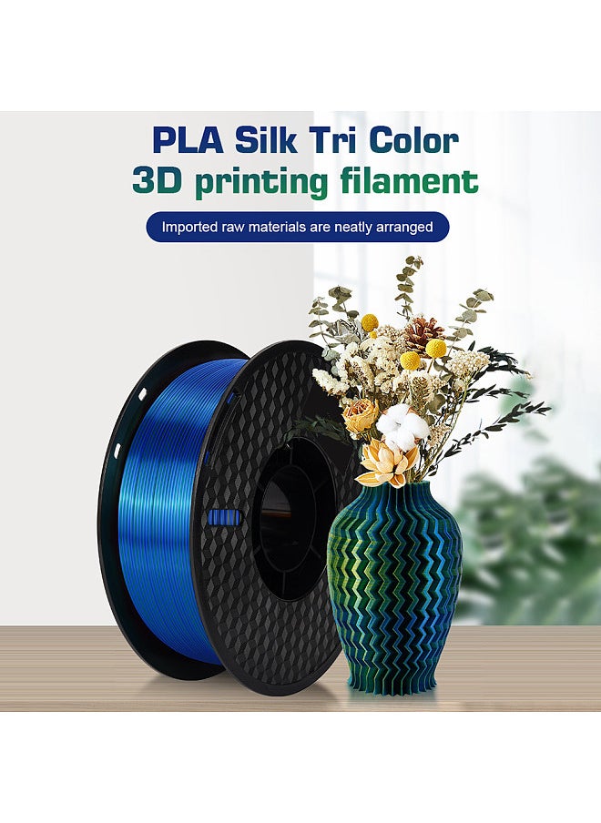 KINGROON 3D Printer PLA Filament 1KG 1.75mm Triple Color Silk PLA Filament 3D Printing Material Degradable Eco- friendly Spool Dimensional Accuracy +/-0.03mm Standard 1 Roll - Gold Green Fuchsia  - Image 4
