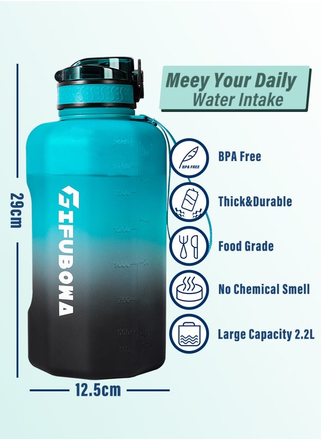 GIFUBOWA - Big 2.2l Water Bottle 2.2 Litre with Handle Leak Proof BPA Free Large Capacity Daily Drinks Jug for Gym Fitness - Image 1