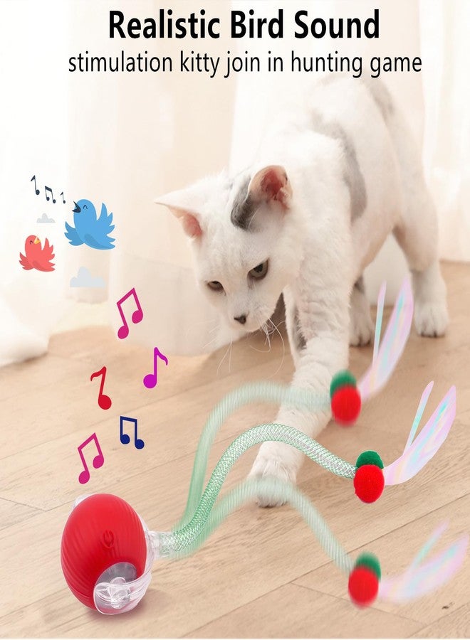 SUPERSUN Interactive Cat Toy Balls, Automatic Rolling Cat Tease Ball with Bird Chirping Sound & 3 Modes, Rechargeable USB Kitten Toys for Indoor Cats, 2 Fun Flexible Tails Stimulate Hunting Instincts - Image 5