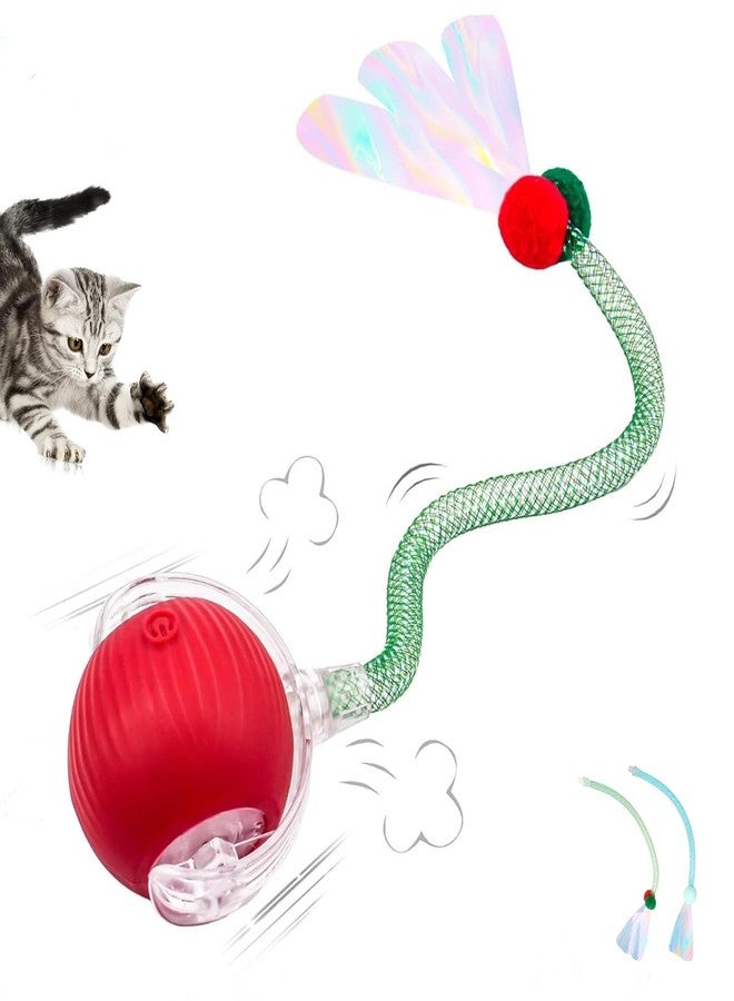 SUPERSUN Interactive Cat Toy Balls, Automatic Rolling Cat Tease Ball with Bird Chirping Sound & 3 Modes, Rechargeable USB Kitten Toys for Indoor Cats, 2 Fun Flexible Tails Stimulate Hunting Instincts - Image 1