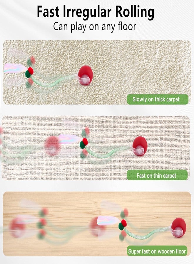 SUPERSUN Interactive Cat Toy Balls, Automatic Rolling Cat Tease Ball with Bird Chirping Sound & 3 Modes, Rechargeable USB Kitten Toys for Indoor Cats, 2 Fun Flexible Tails Stimulate Hunting Instincts - Image 2