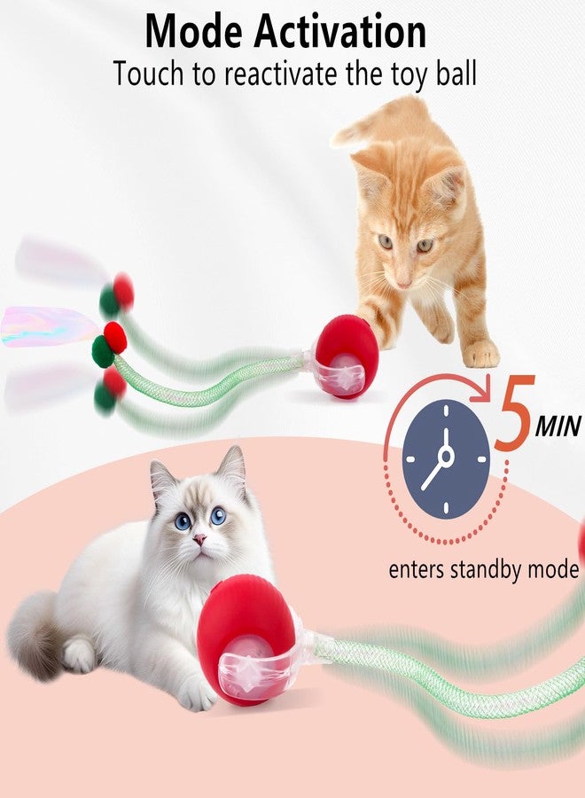 SUPERSUN Interactive Cat Toy Balls, Automatic Rolling Cat Tease Ball with Bird Chirping Sound & 3 Modes, Rechargeable USB Kitten Toys for Indoor Cats, 2 Fun Flexible Tails Stimulate Hunting Instincts - Image 4