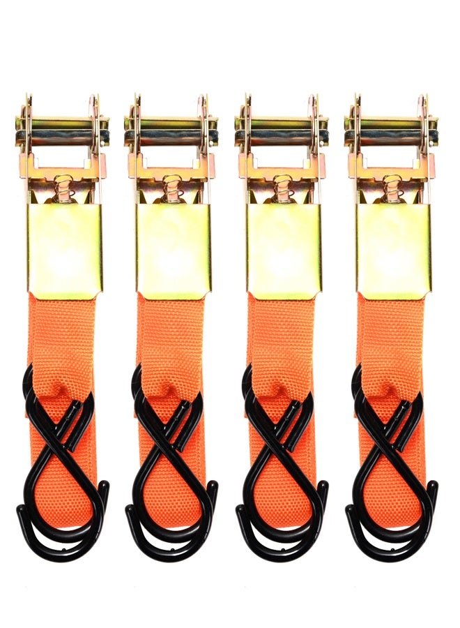 LAWAZIM 4-Piece S-Hook Ratchet Straps - 1inchx15ft- Quick Release Ratchet Tie Down Straps, Adjustable Cargo Lashing Belts - for Moving Truck, Securing Loads, Cars, Motorcycle - Image 1