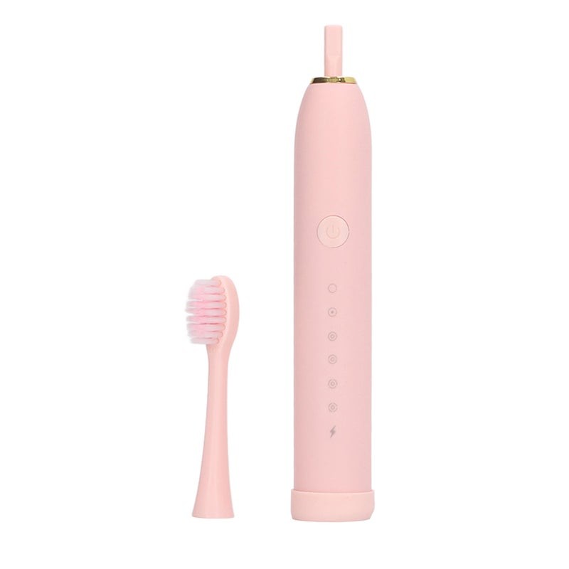 Electric Toothbrush IPX7 Waterproof 6 Modes Rechargeable Automatic Tooth Brush with 4 Heads Pink - Image 5