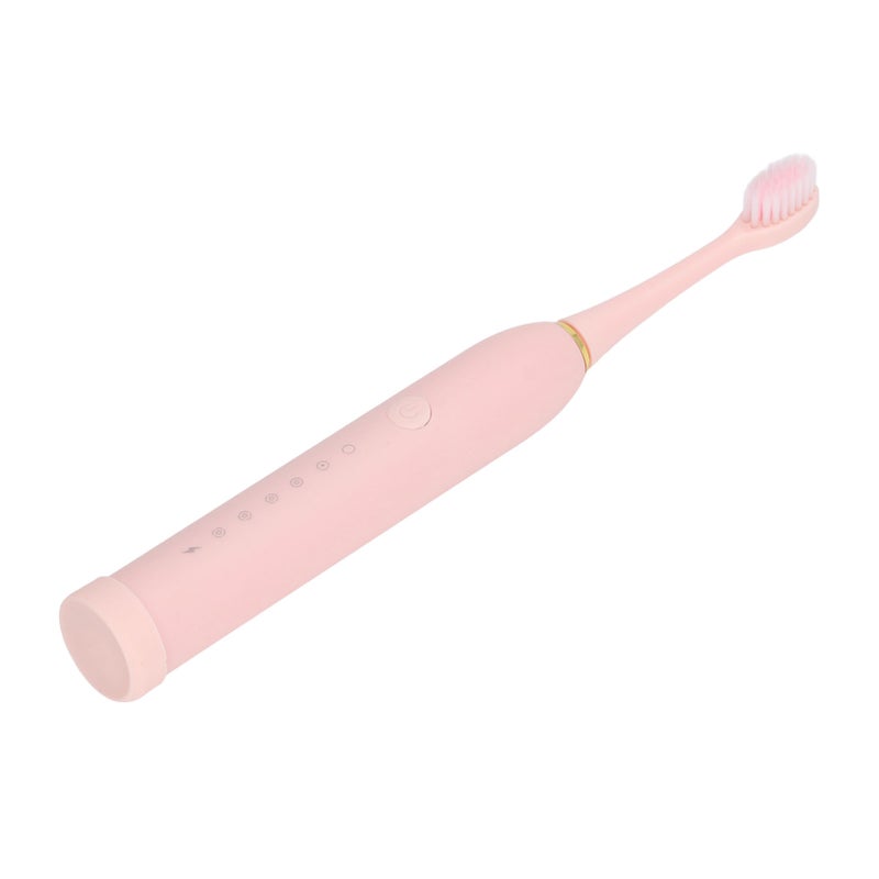 Electric Toothbrush IPX7 Waterproof 6 Modes Rechargeable Automatic Tooth Brush with 4 Heads Pink - Image 4