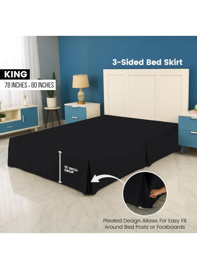 Utopia Bedding King Bed Skirt - Soft Quadruple Pleated Ruffle - Easy Fit with 16 Inch Tailored Drop - Hotel Quality, Shrinkage and Fade Resistant (King, Black) - Image 4