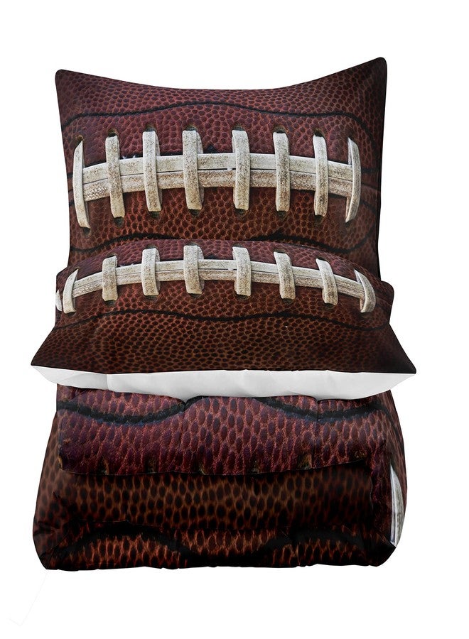 Tailor Shop Kids Football Comforter Set for Boys Teens ，Brown Rugby Sports Theme Bedding Set Queen Size with 1 Comforter 2 Pillow Shams - Image 3