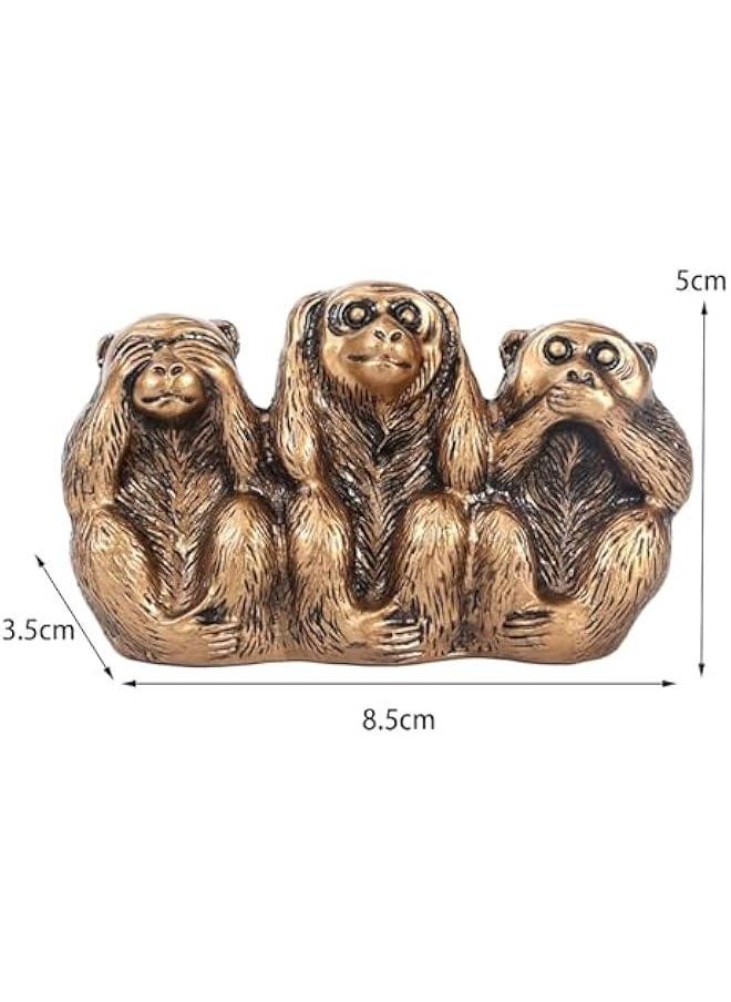 Generic - See No Evil Hear No Evil Speak No Evil Monkey Figurines Monkeys Sculpture Decorative Monkeys Statue for Memorable Gift, Bronze - Image 1