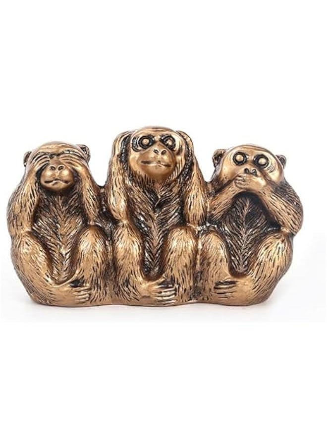 Generic - See No Evil Hear No Evil Speak No Evil Monkey Figurines Monkeys Sculpture Decorative Monkeys Statue for Memorable Gift, Bronze - Image 1