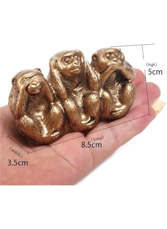 Generic - See No Evil Hear No Evil Speak No Evil Monkey Figurines Monkeys Sculpture Decorative Monkeys Statue for Memorable Gift, Bronze - Image 1