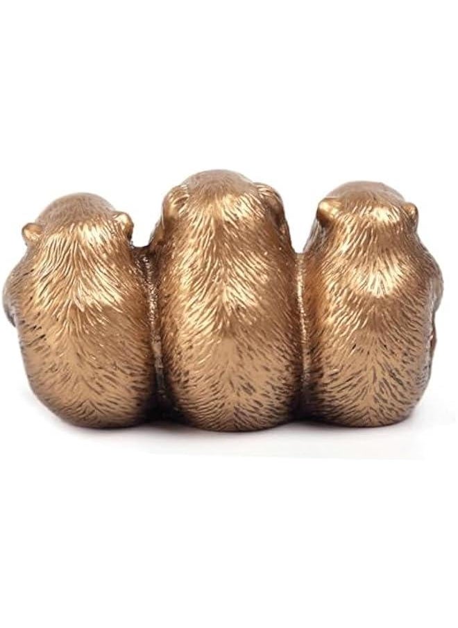 Generic - See No Evil Hear No Evil Speak No Evil Monkey Figurines Monkeys Sculpture Decorative Monkeys Statue for Memorable Gift, Bronze - Image 1