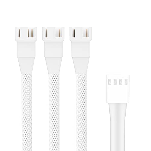 PANO-MOUNTS 2 Pack 10.6inch 4Pin PWM Fan Extension Splitter Cable 1 to 3 Ways - with 3Pin 4Pin Male Connector for Computer Case & CPU Cooling Fans(White) - Image 5