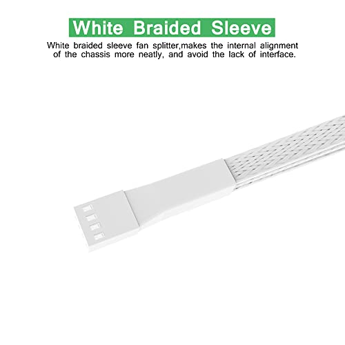 PANO-MOUNTS 2 Pack 10.6inch 4Pin PWM Fan Extension Splitter Cable 1 to 3 Ways - with 3Pin 4Pin Male Connector for Computer Case & CPU Cooling Fans(White) - Image 3