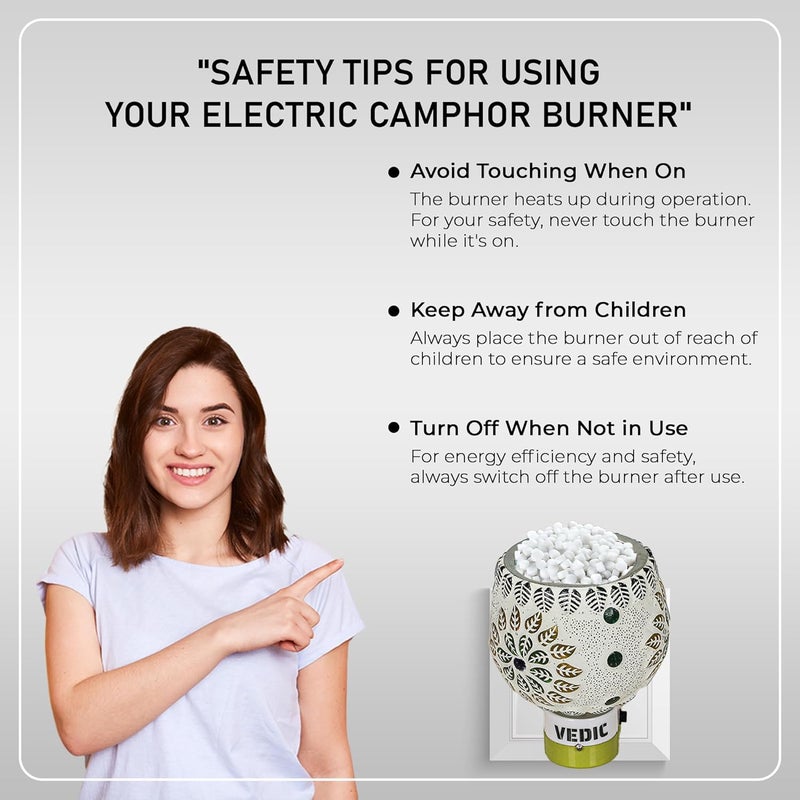 Vedic Camphor Electric Diffuser for Home & Office Ceramic Kapoor Dani Electrical Burner Essential Oil Fragrance with On/Off Switch & Night Lamp(Design, Color May Vary) - Image 5
