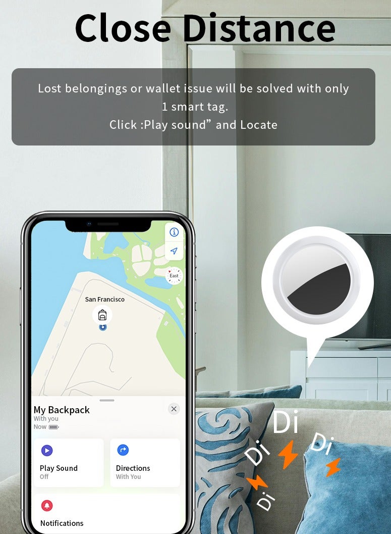 Smart Tag Tracker Compatible with Apple Find My Global Precision Locator for Keys Bags with Long Battery Life  Sound Alert - Image 3